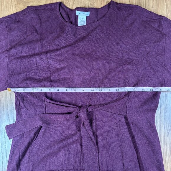 Max Studio Tie Front Knit Top Burgundy Bell Sleeve Soft Lightweight – Size S - Picture 7 of 8